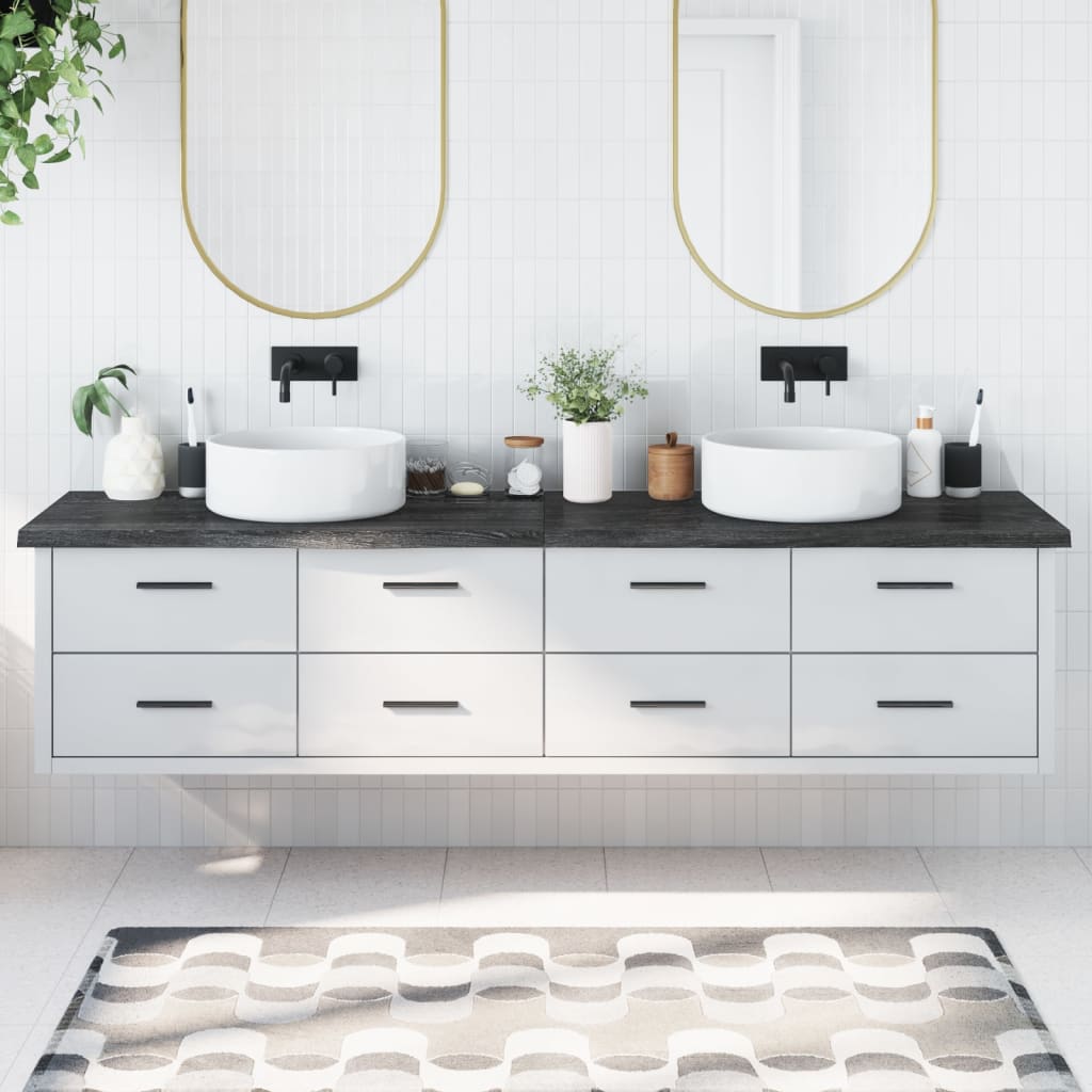 Bathroom Countertop Dark Grey 220x50x4cm Treated Solid Wood