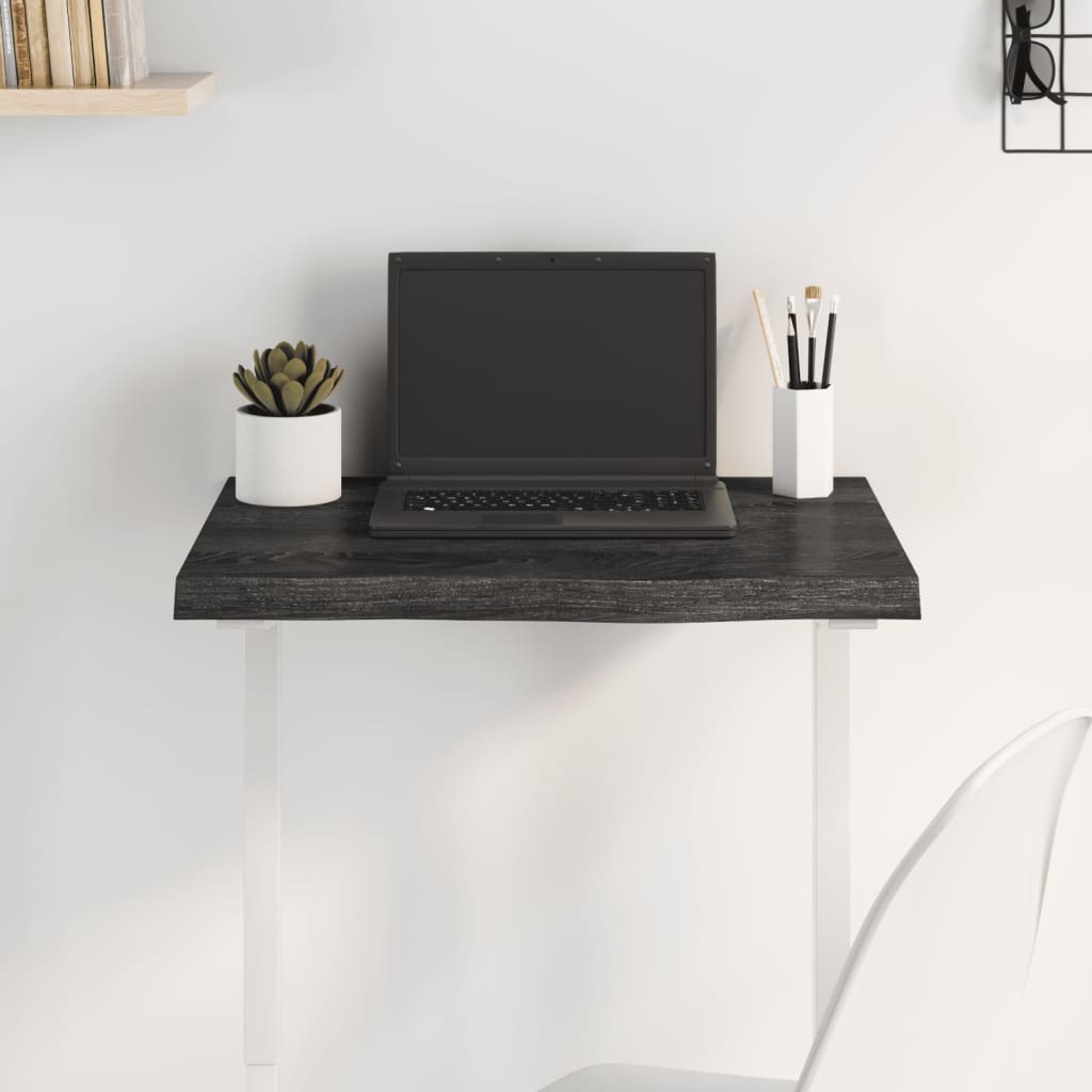 Table Top Dark Brown 60x40x(2-4) cm Treated Solid Wood Oak