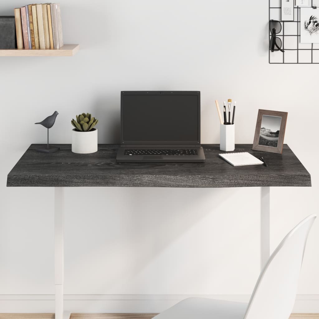 Table Top Dark Brown 100x50x(2-4) cm Treated Solid Wood Oak