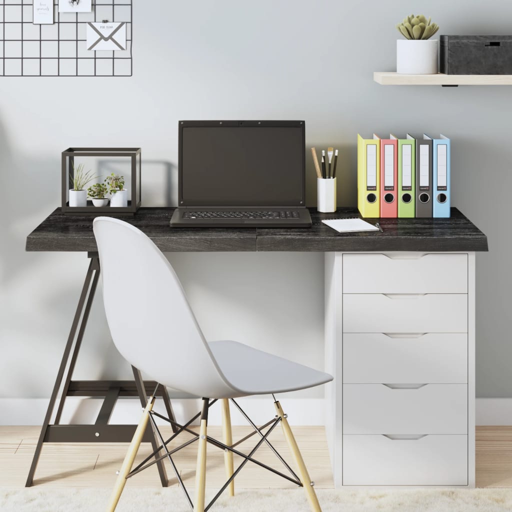 Table Top Dark Grey 120x50x4 cm Treated Solid Wood Oak