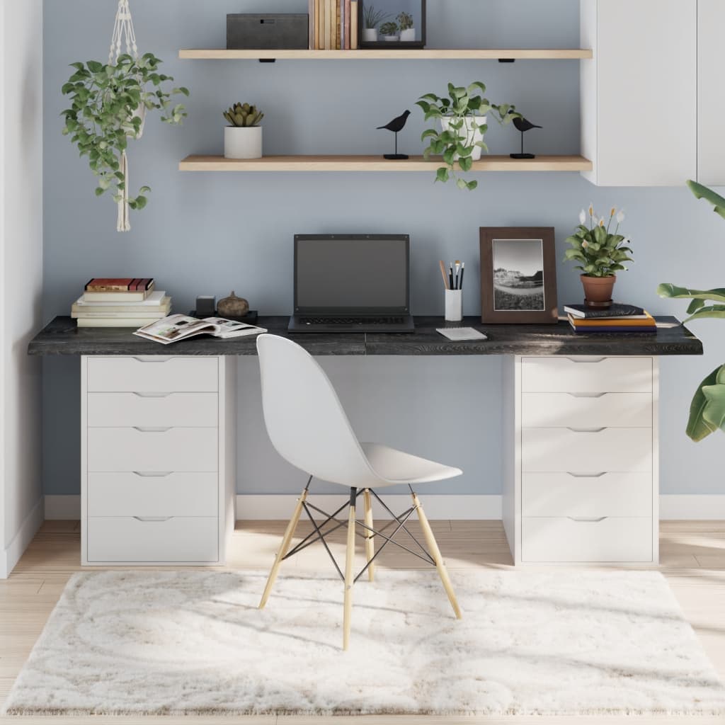 Table Top Dark Grey 200x60x4 cm Treated Solid Wood Oak
