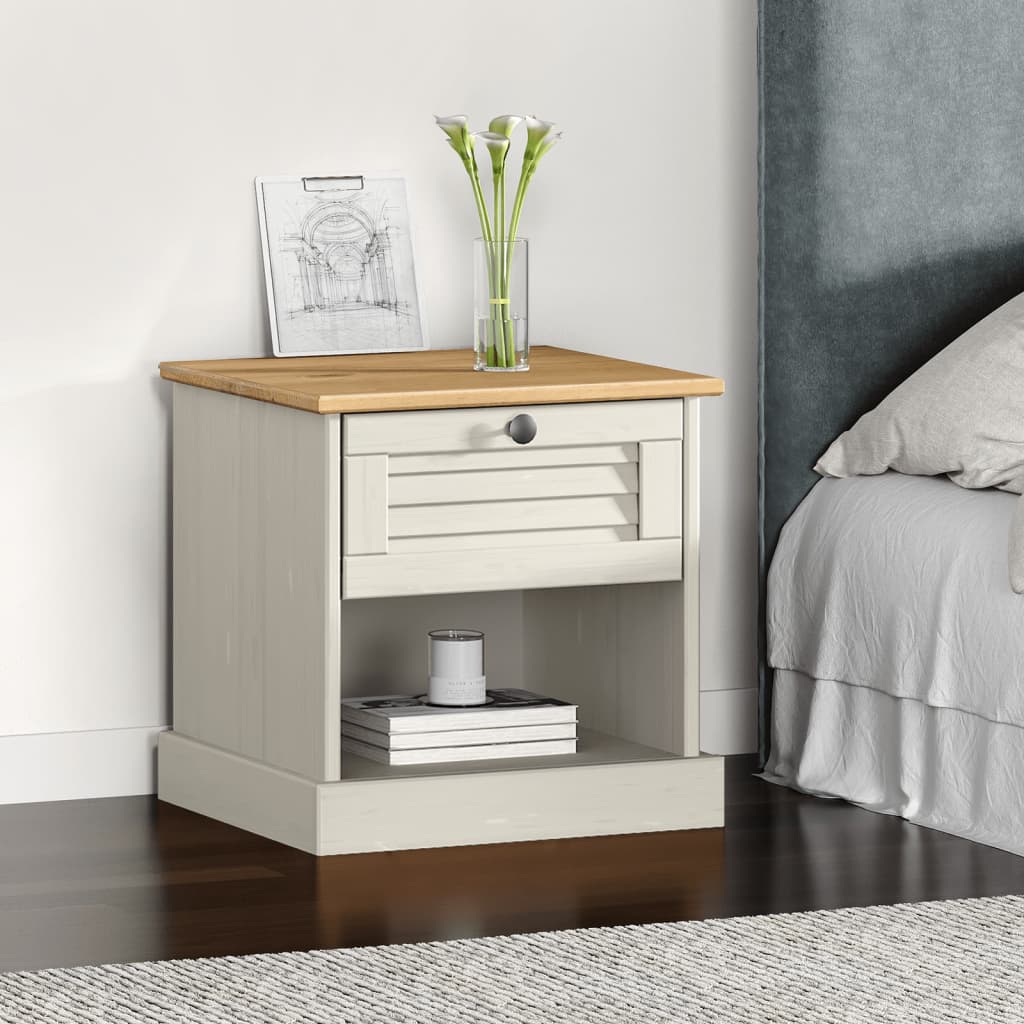 Bedside Cabinet VIGO White 42x35x40 cm Solid Wood Pine