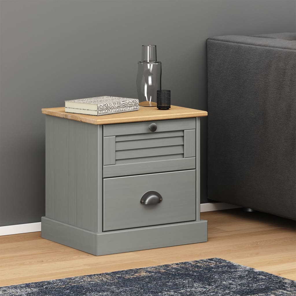 Bedside Table - KINGSTON Nightstand Grey 42cm