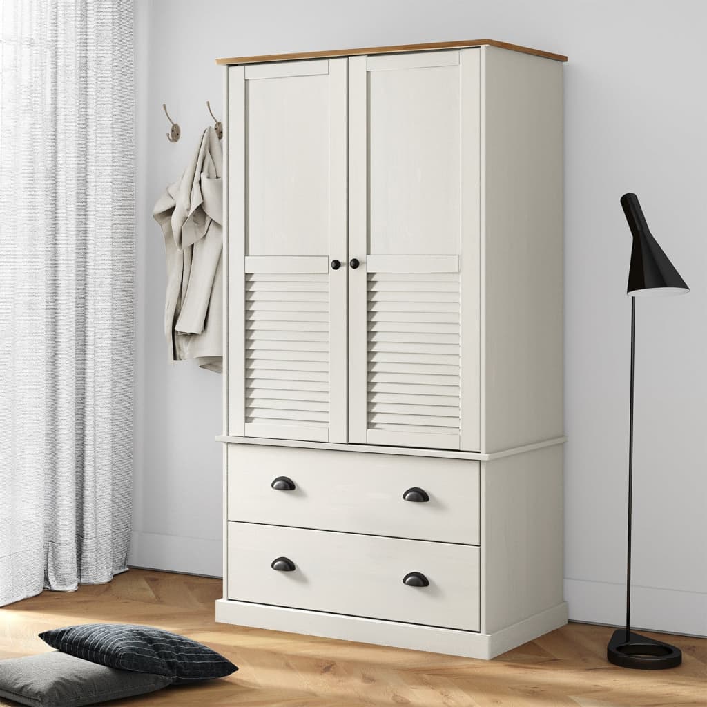 VINA 2 Door Wardrobe with 2 Drawers White - 90cm