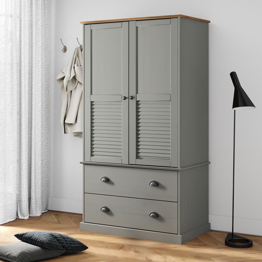 VINA 2 Door Wardrobe with 2 Drawers Grey - 90cm