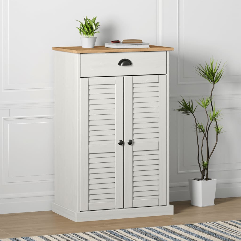 Shoe Cabinet VIGO White 60x35x96cm Solid Wood Pine