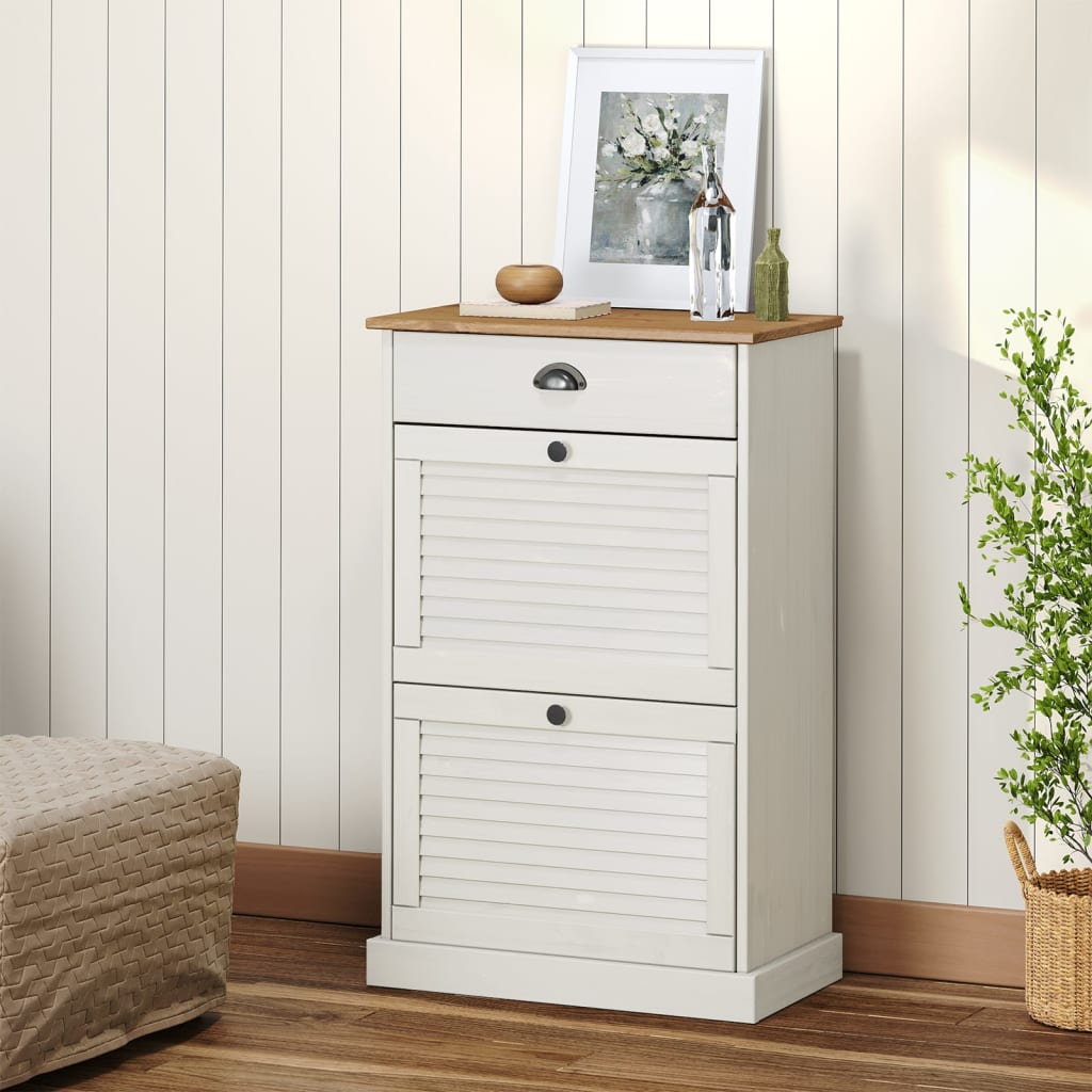 Shoe Cabinet VIGO 60x35x96cm White Solid Wood Pine