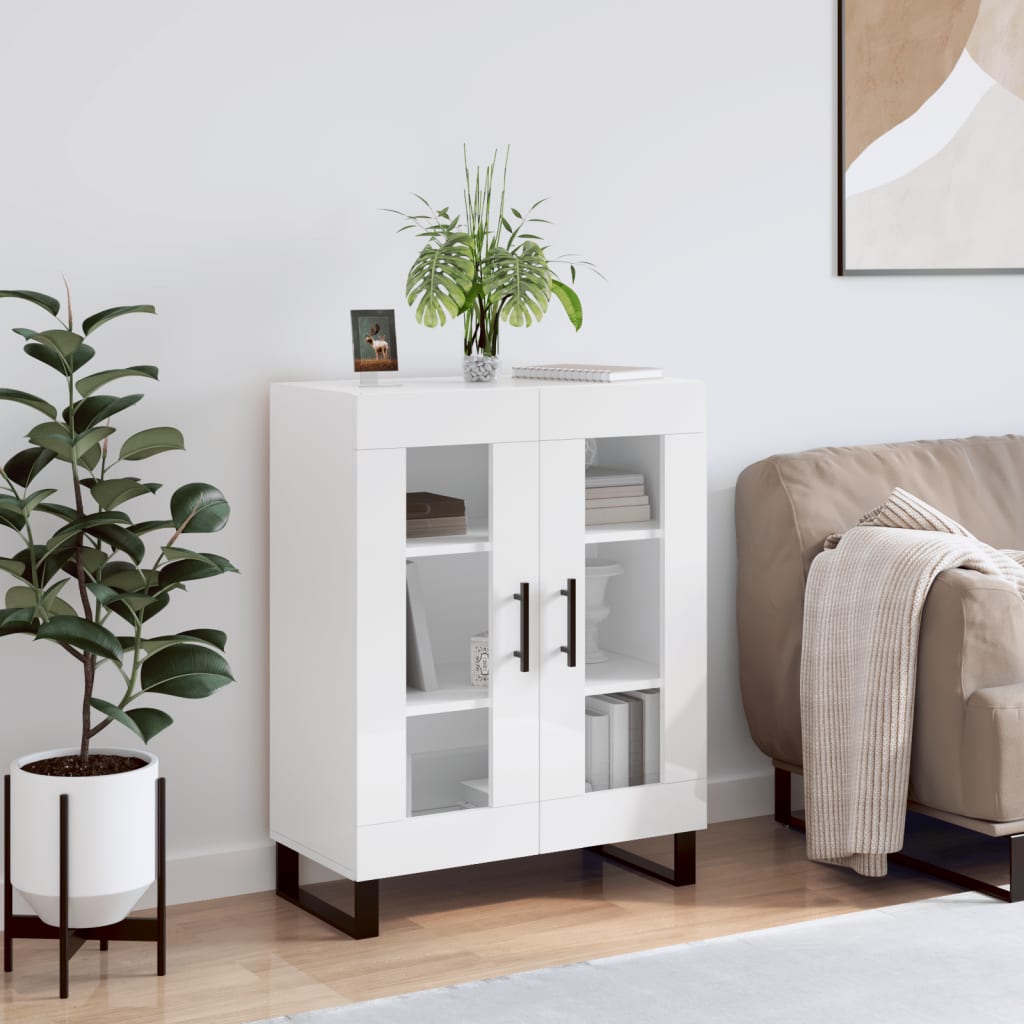 Sideboard High Gloss White 69.5x34x90 cm Engineered Wood