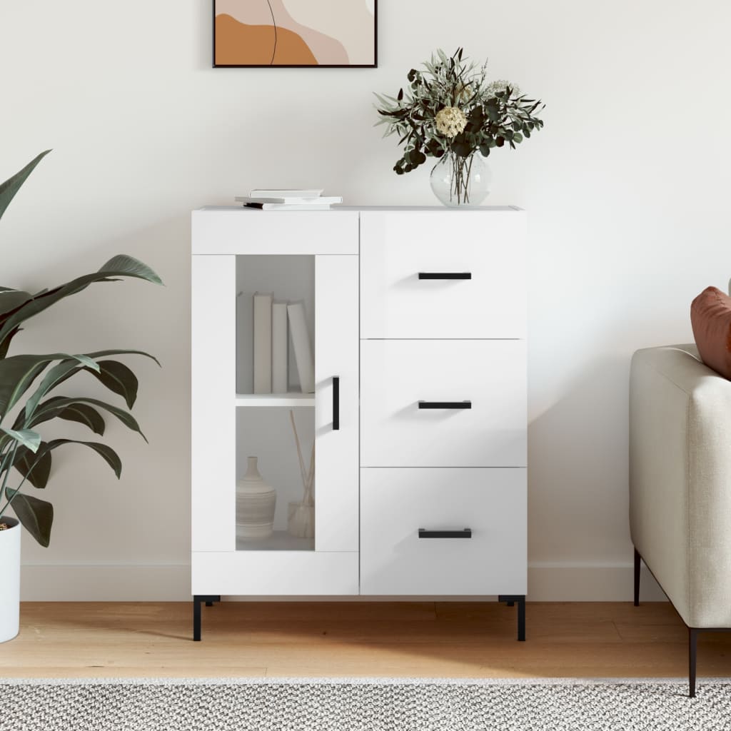 Sideboard High Gloss White 69.5x34x90 cm Engineered Wood