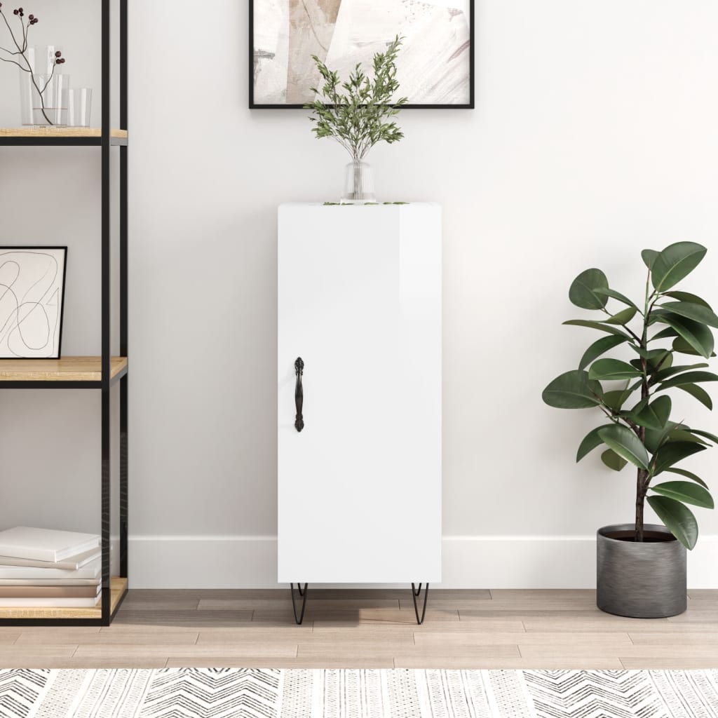 Sideboard High Gloss White 34.5x34x90 cm Engineered Wood