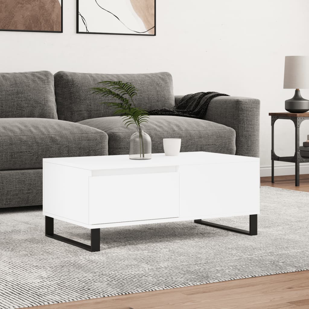 Coffee Table White 90x50x36.5 cm Engineered Wood