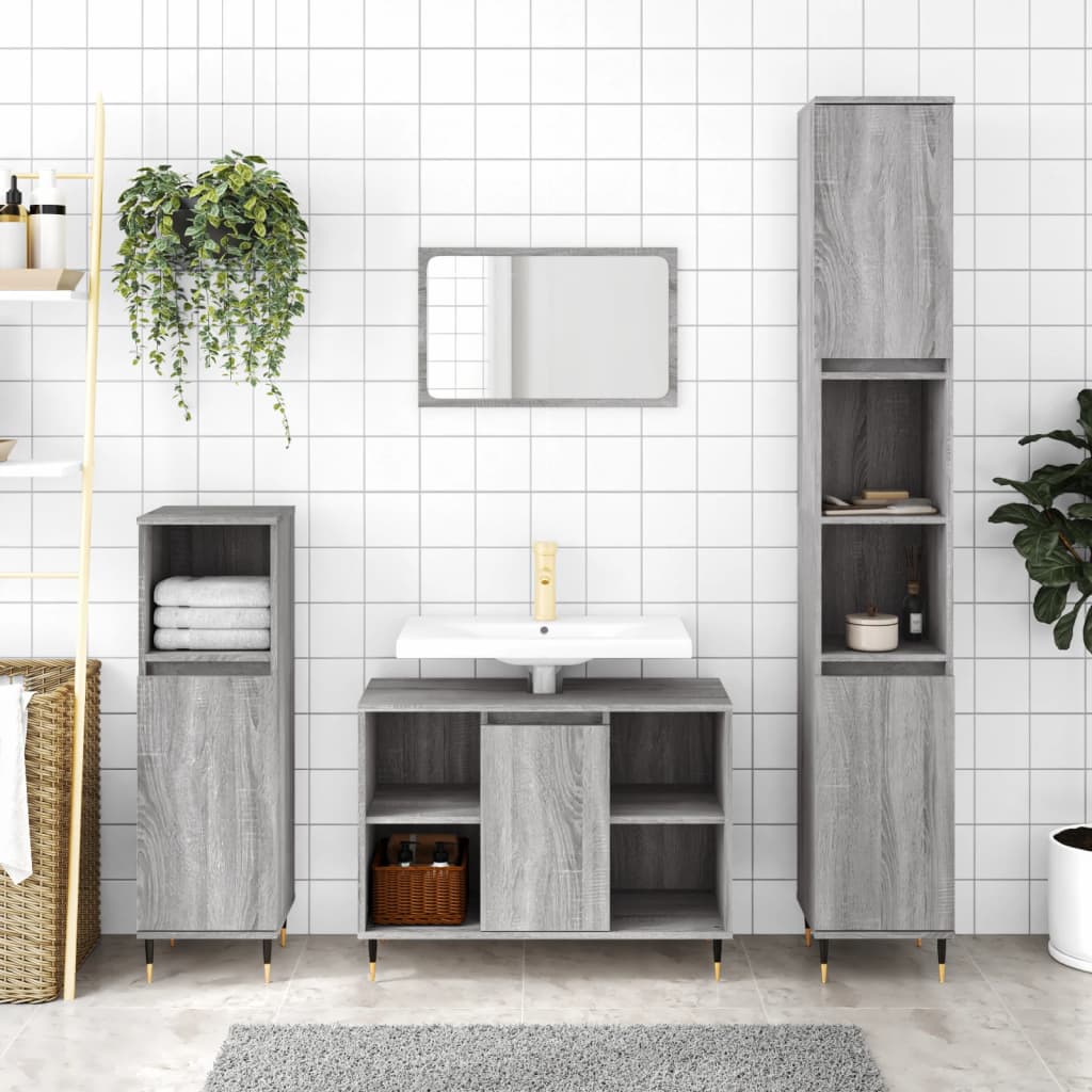 Bathroom Cabinet Grey Sonoma 80x33x60 cm Engineered Wood