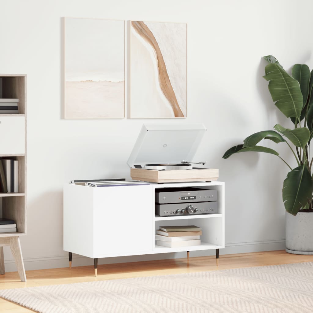 Record Cabinet White 85x38x48cm Engineered Wood