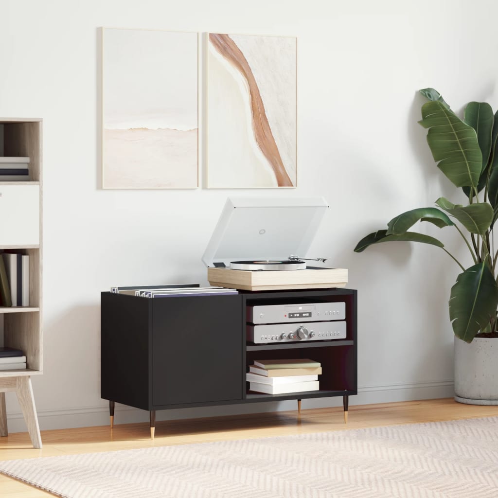 Record Cabinet Black 85x38x48cm Engineered Wood