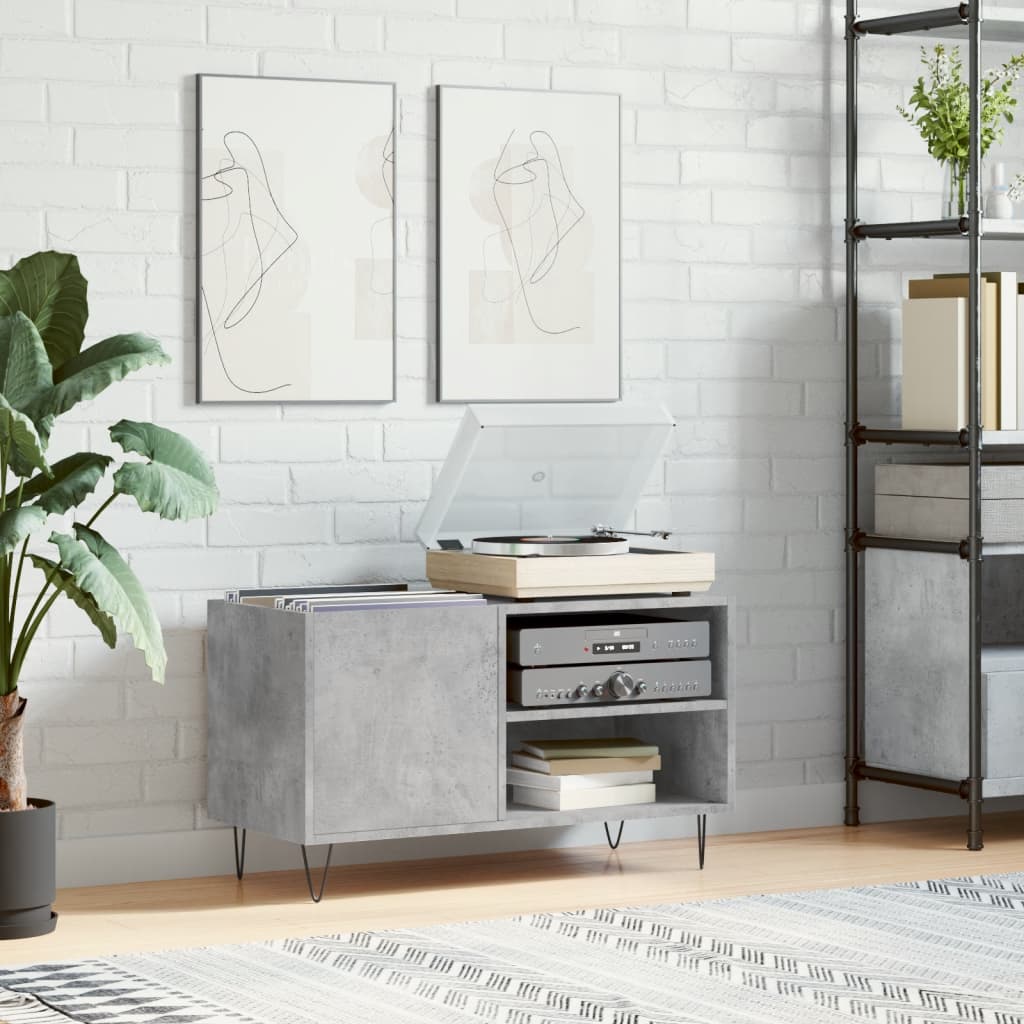 Record Cabinet Concrete Grey 85x38x48cm Engineered Wood