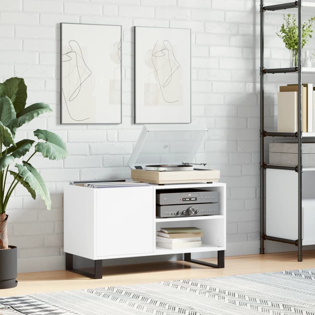 Record Cabinet White 85x38x48cm Engineered Wood