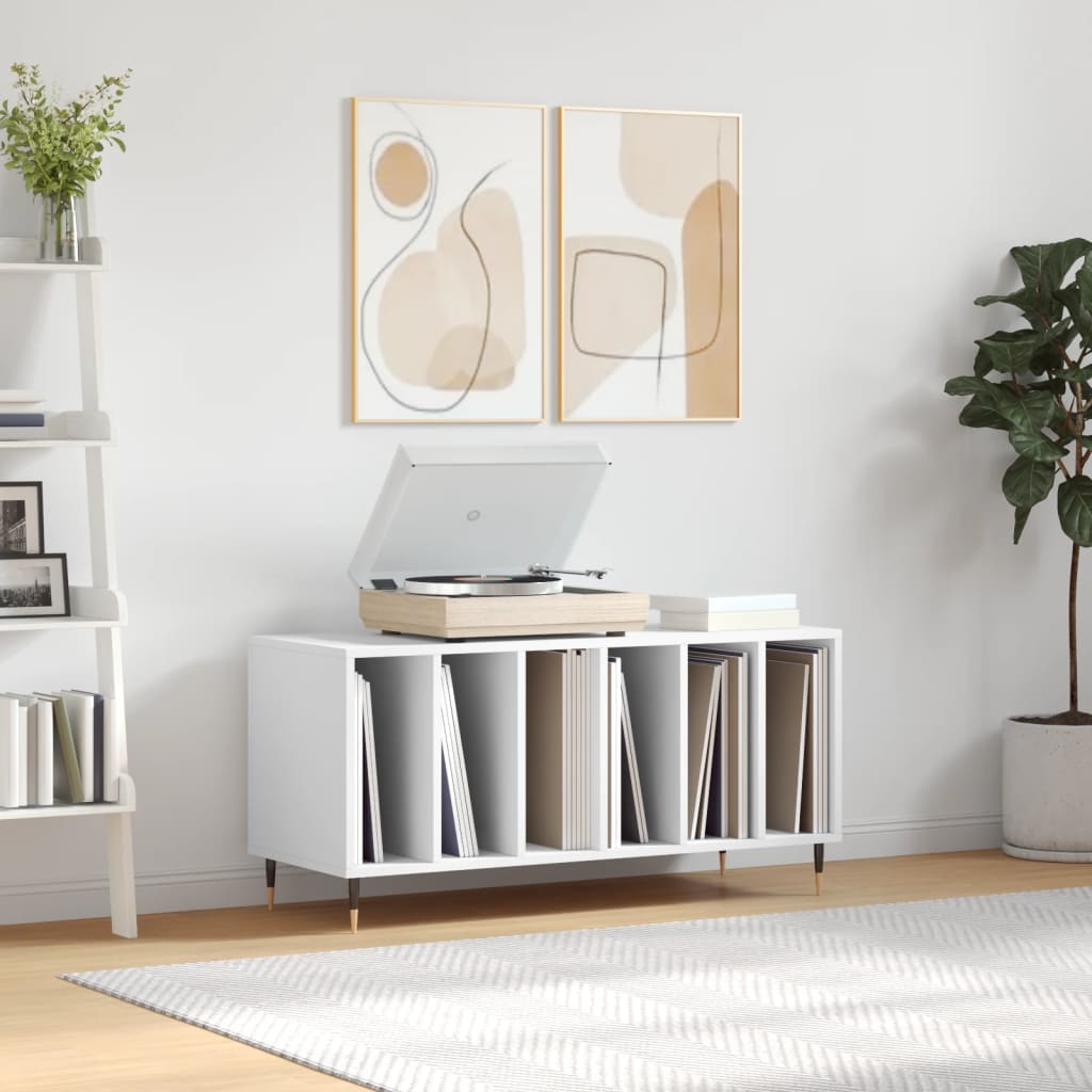 Record Cabinet White 100x38x48cm Engineered Wood