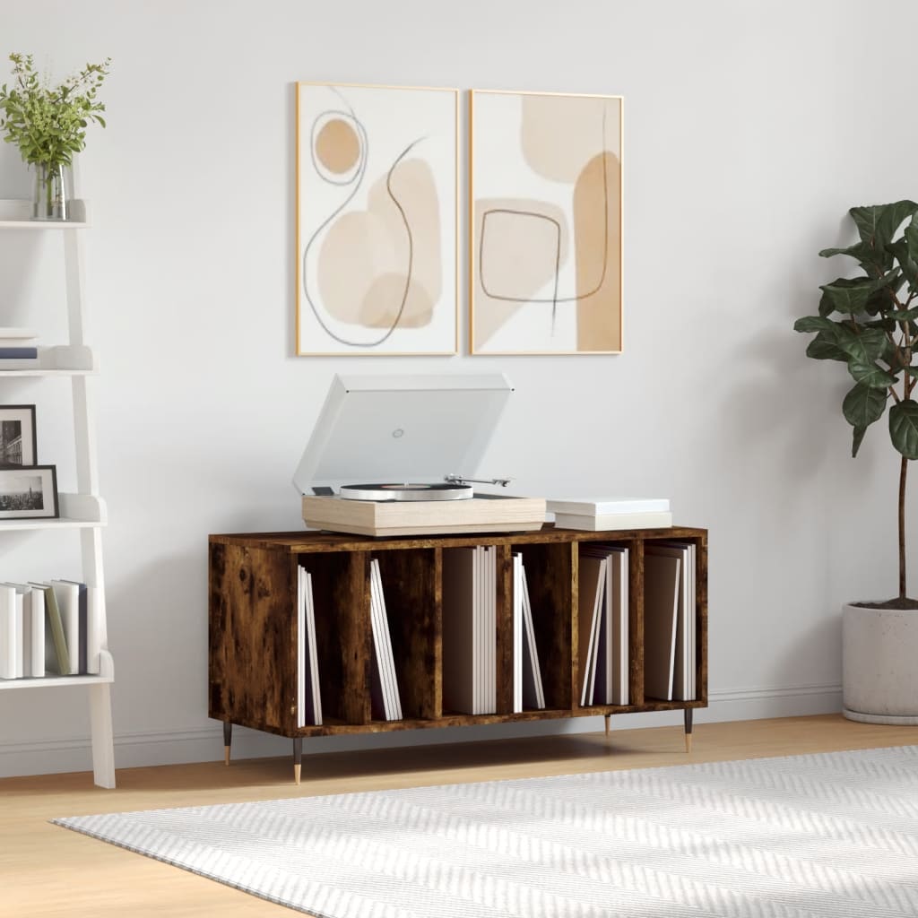 Record Cabinet Smoked Oak 100x38x48cm Engineered Wood