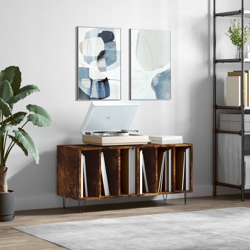 Record Cabinet Smoked Oak 100x38x48cm Engineered Wood