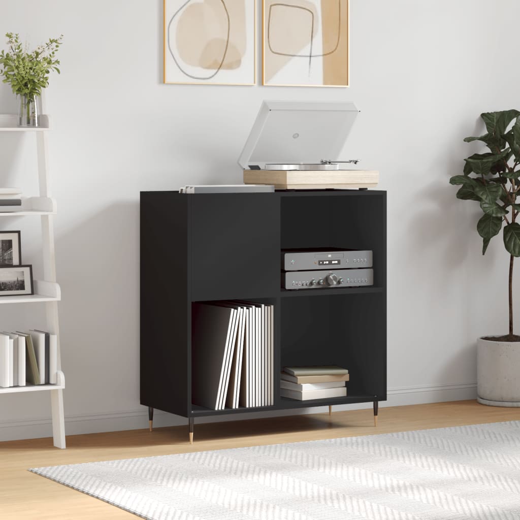 Record Cabinet Black 84.5x38x89cm Engineered Wood