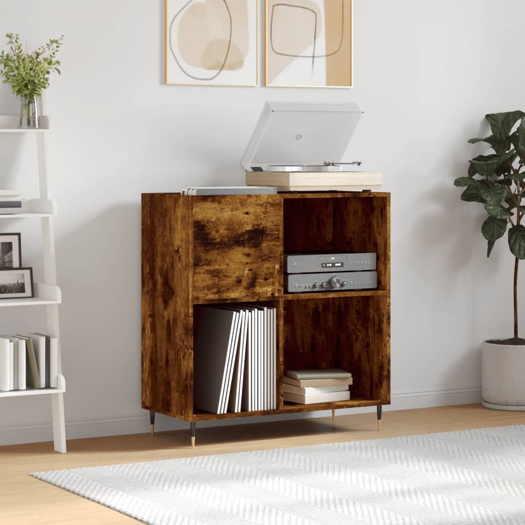 Record Cabinet Smoked Oak 84.5x38x89cm Engineered Wood