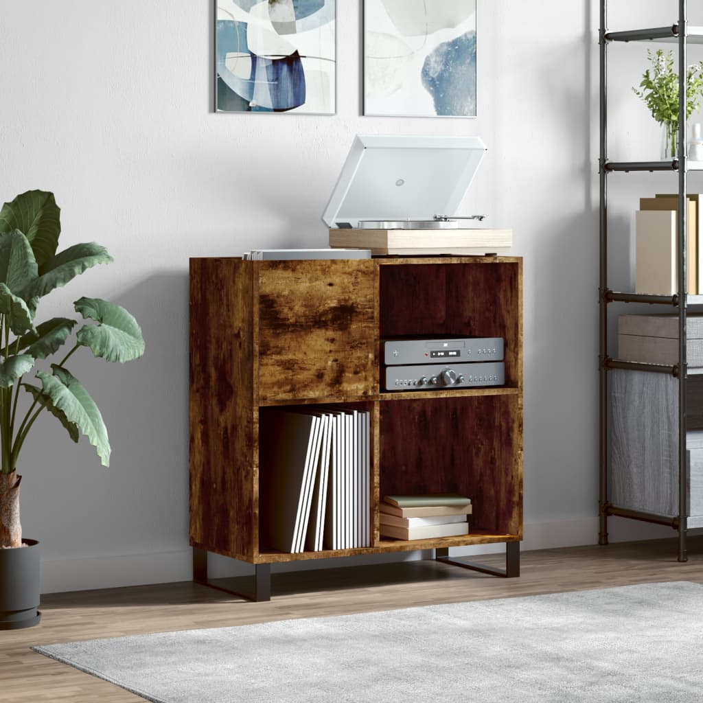 Record Cabinet Smoked Oak 84.5x38x89cm Engineered Wood