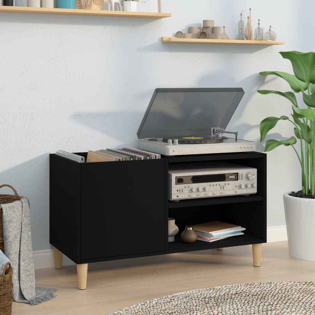 Record Cabinet Black 84.5x38x48cm Engineered Wood