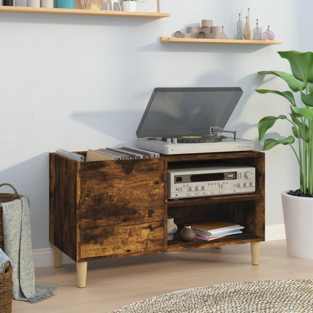 Record Cabinet Smoked Oak 84.5x38x48cm Engineered Wood