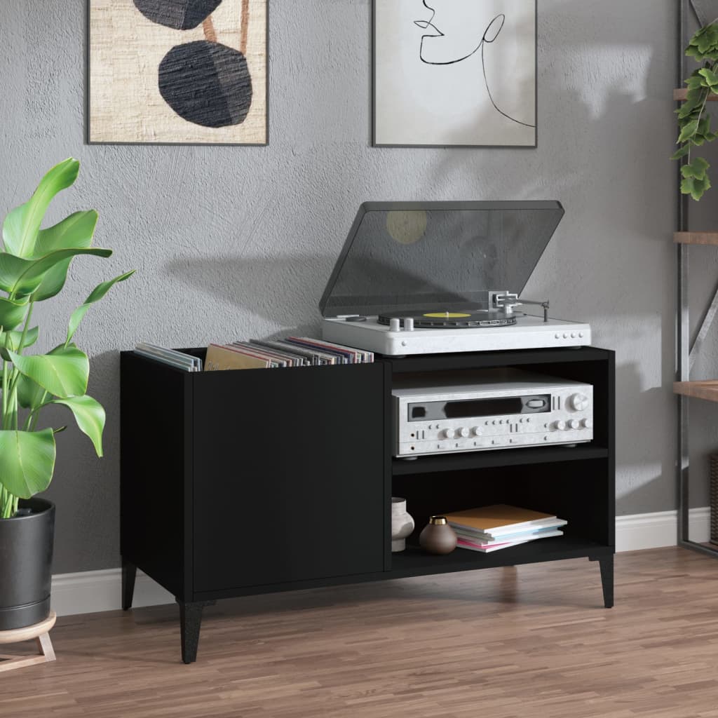Record Cabinet Black 84.5x38x48cm Engineered Wood