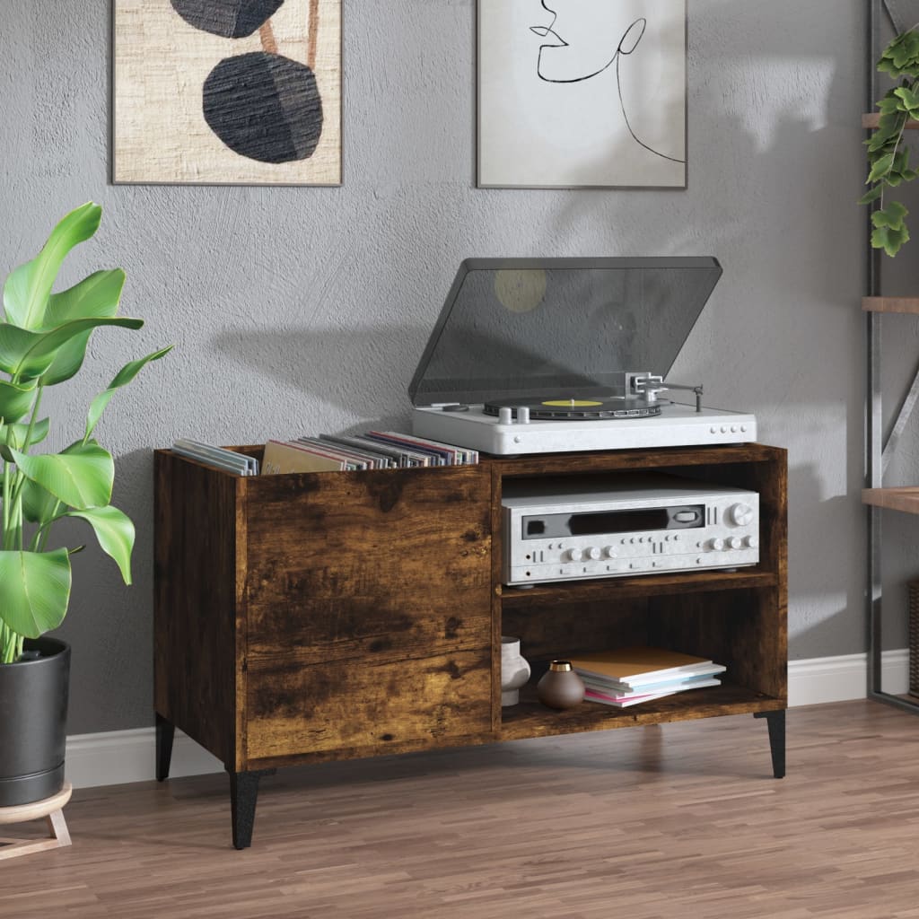 Record Cabinet Smoked Oak 84.5x38x48cm Engineered Wood