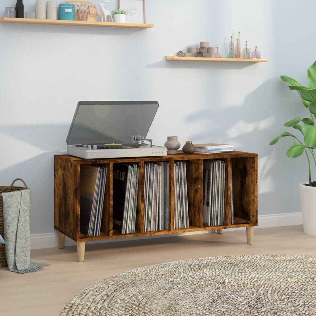 Record Cabinet Smoked Oak 100x38x48cm Engineered Wood