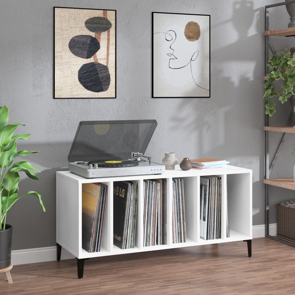 Record Cabinet White 100x38x48cm Engineered Wood