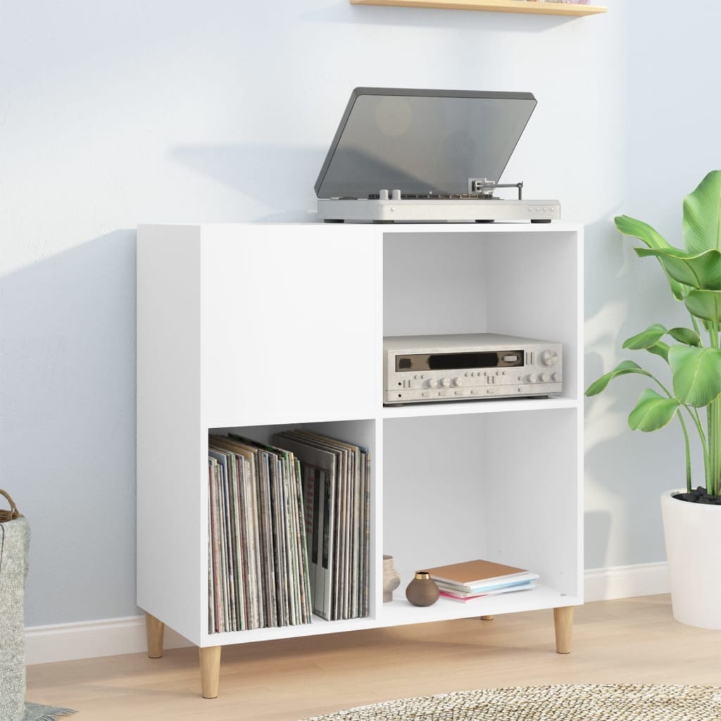 Record Cabinet White 84.5x38x89cm Engineered Wood