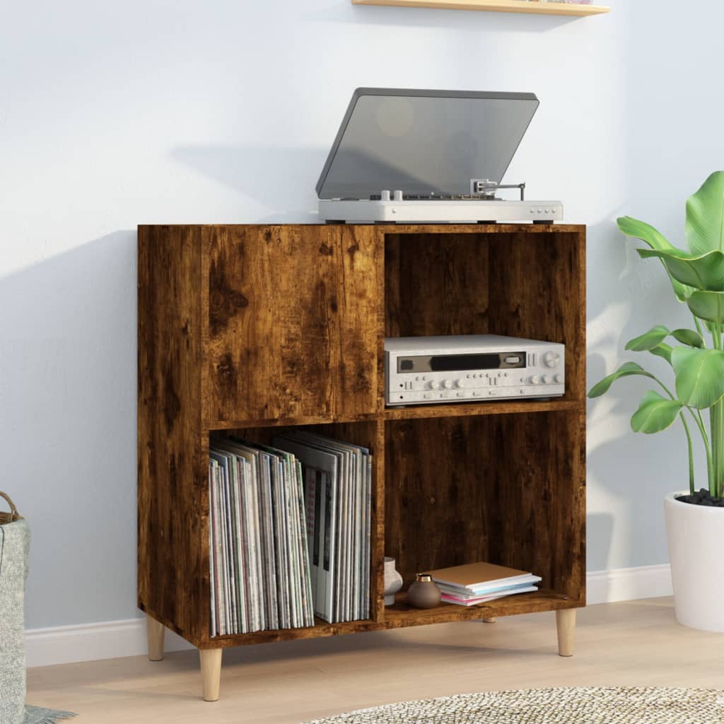 Record Cabinet Smoked Oak 84.5x38x89cm Engineered Wood