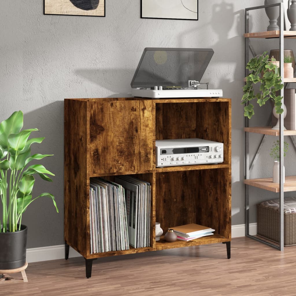Record Cabinet Smoked Oak 84.5x38x89cm Engineered Wood