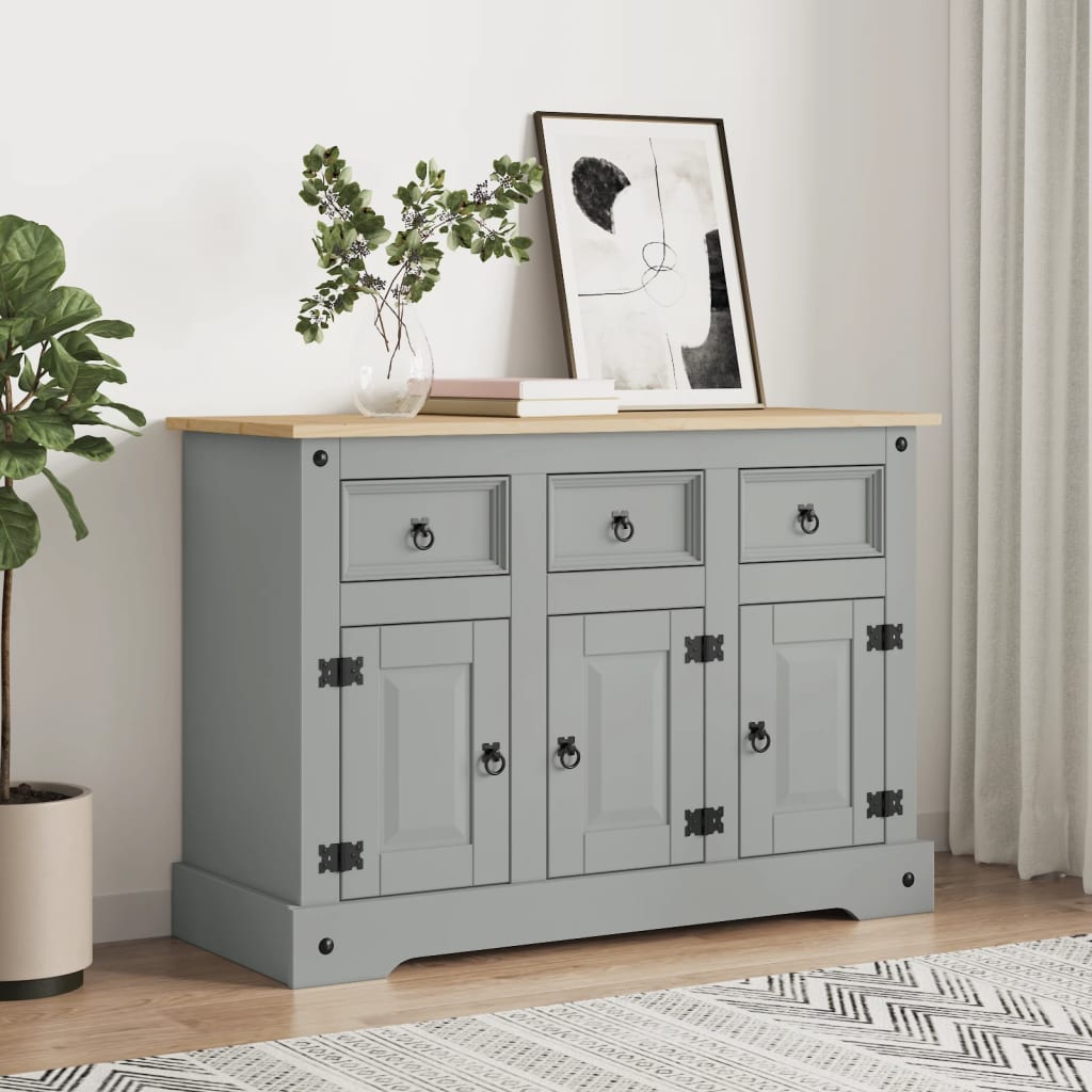Sideboard Corona Grey 112x43x78 cm Solid Wood Pine