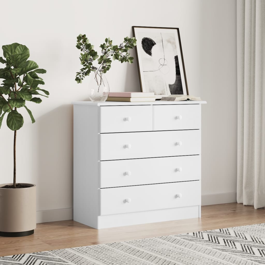GOLOMED White Chest of Drawers - Medium-sized, 5 Drawers