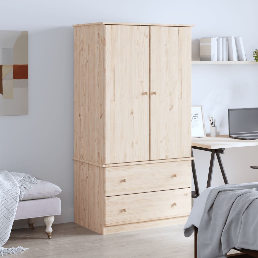AHESTON 2 Door Wardrobe with 2 Drawers light Oak - 90cm