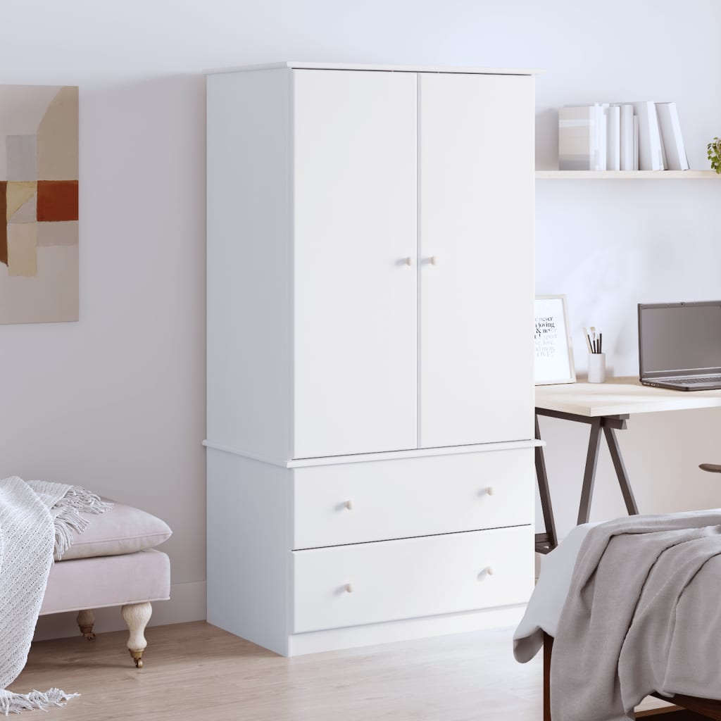 AHESTON 2 Door Wardrobe with 2 Drawers White - 90cm