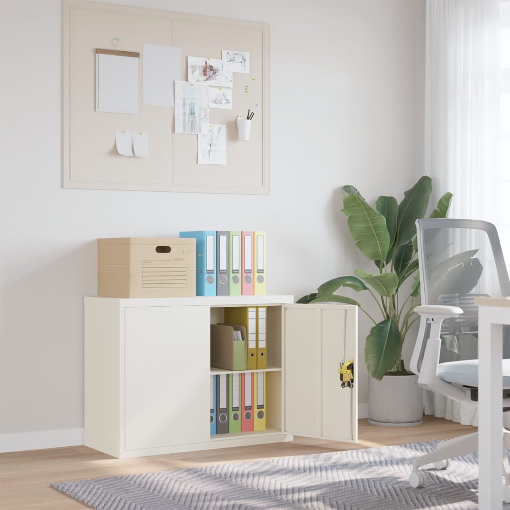 File Cabinet White 90x40x70 cm Steel