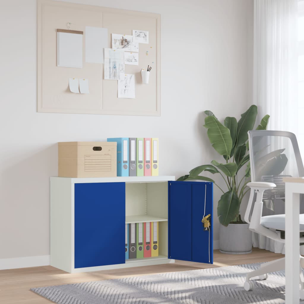 File Cabinet Light Grey and Blue 90x40x70cm Steel