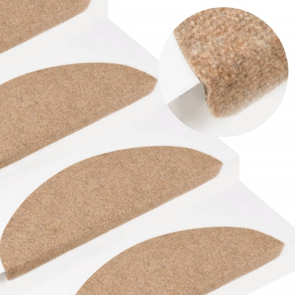 Stair Mats Self-adhesive 10 Pcs Beige 65x22.5x3.5cm