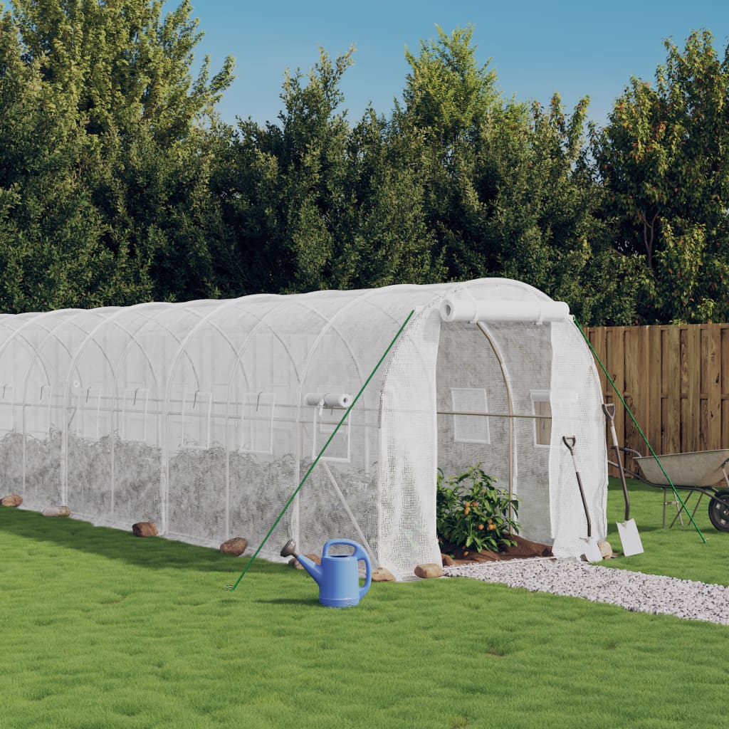 Greenhouse with Steel Frame White 28 m2 14x2x2 m