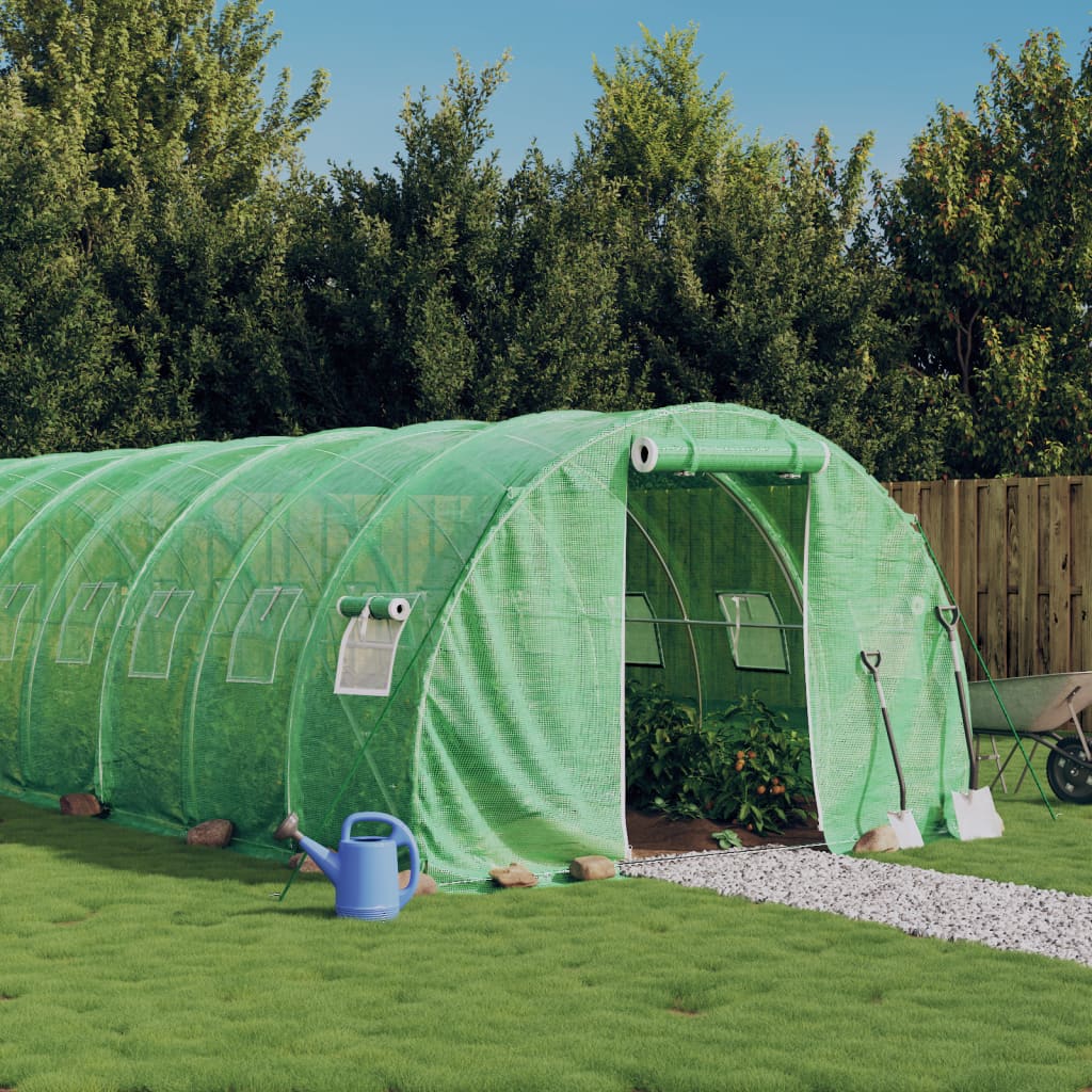 Greenhouse with Steel Frame Green 24 m2 8x3x2 m