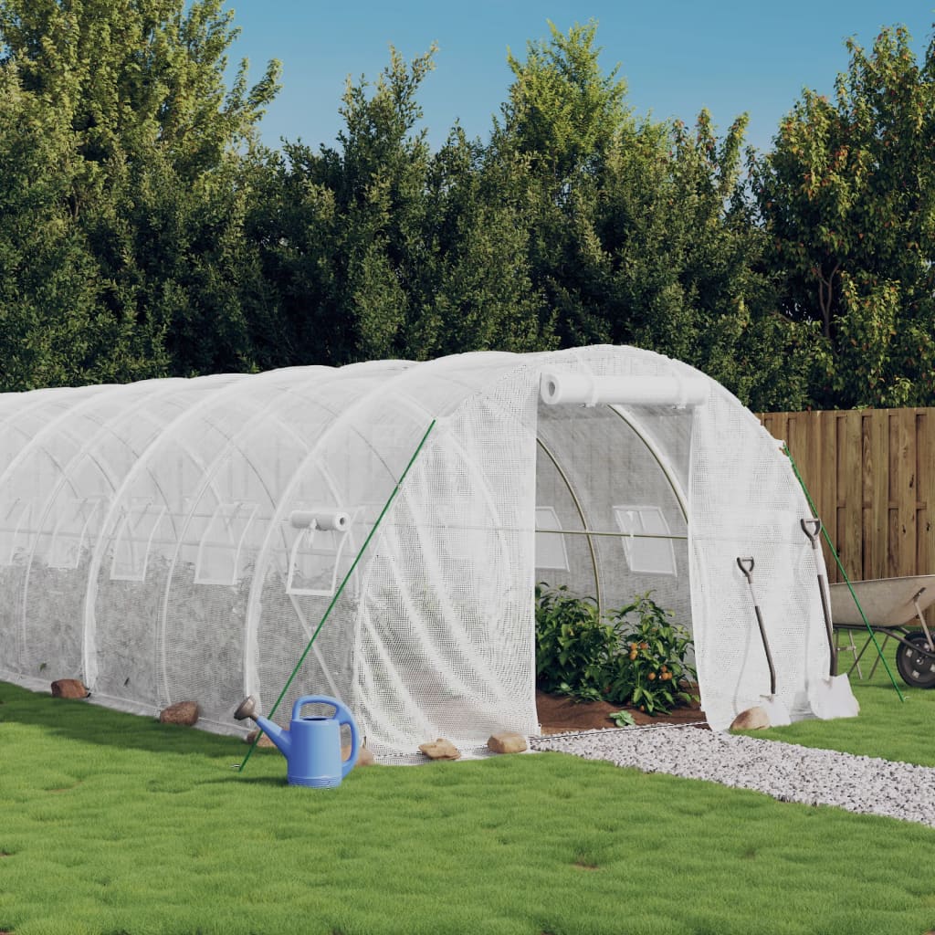 Greenhouse with Steel Frame White 66 m2 22x3x2 m
