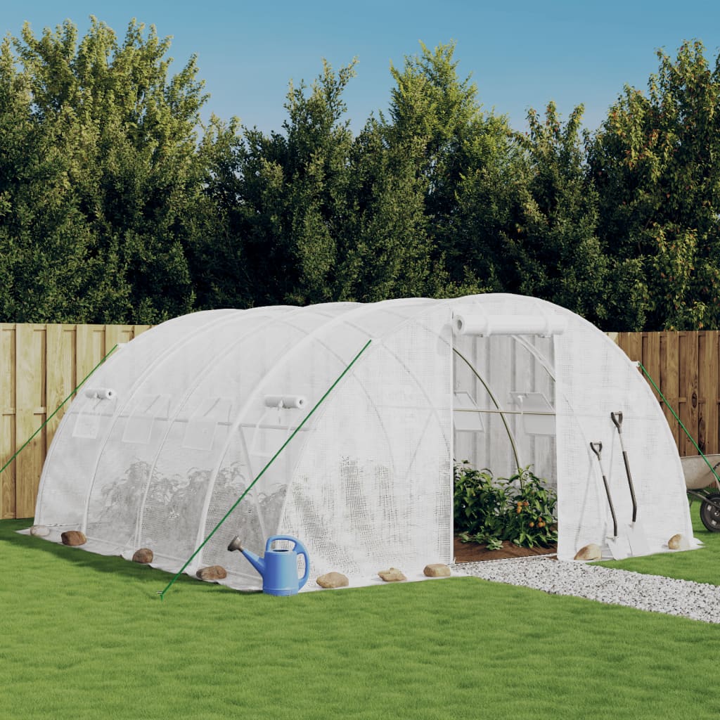 Greenhouse with Steel Frame White 16 m2 4x4x2 m