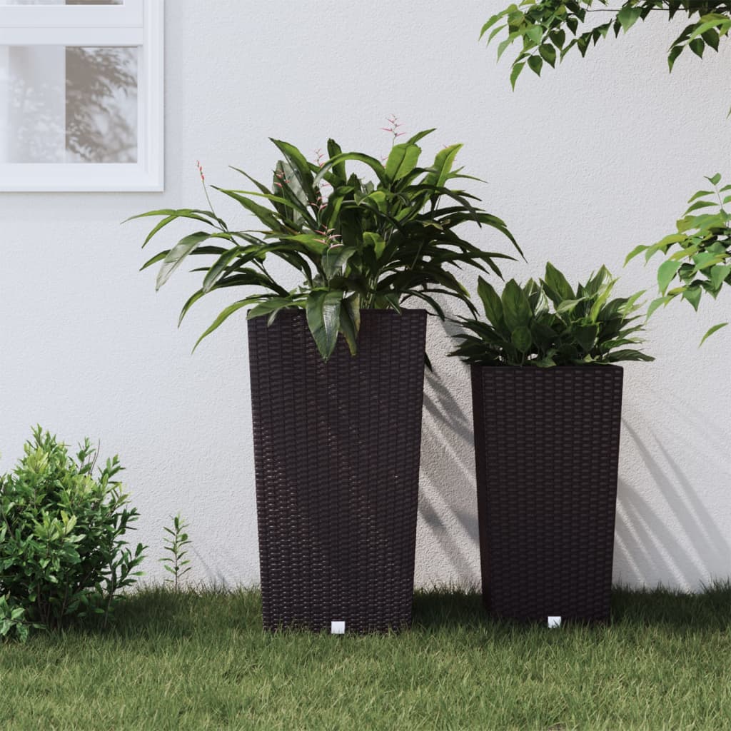 Planter with Removable Inner Brown 21 / 49 L PP Rattan