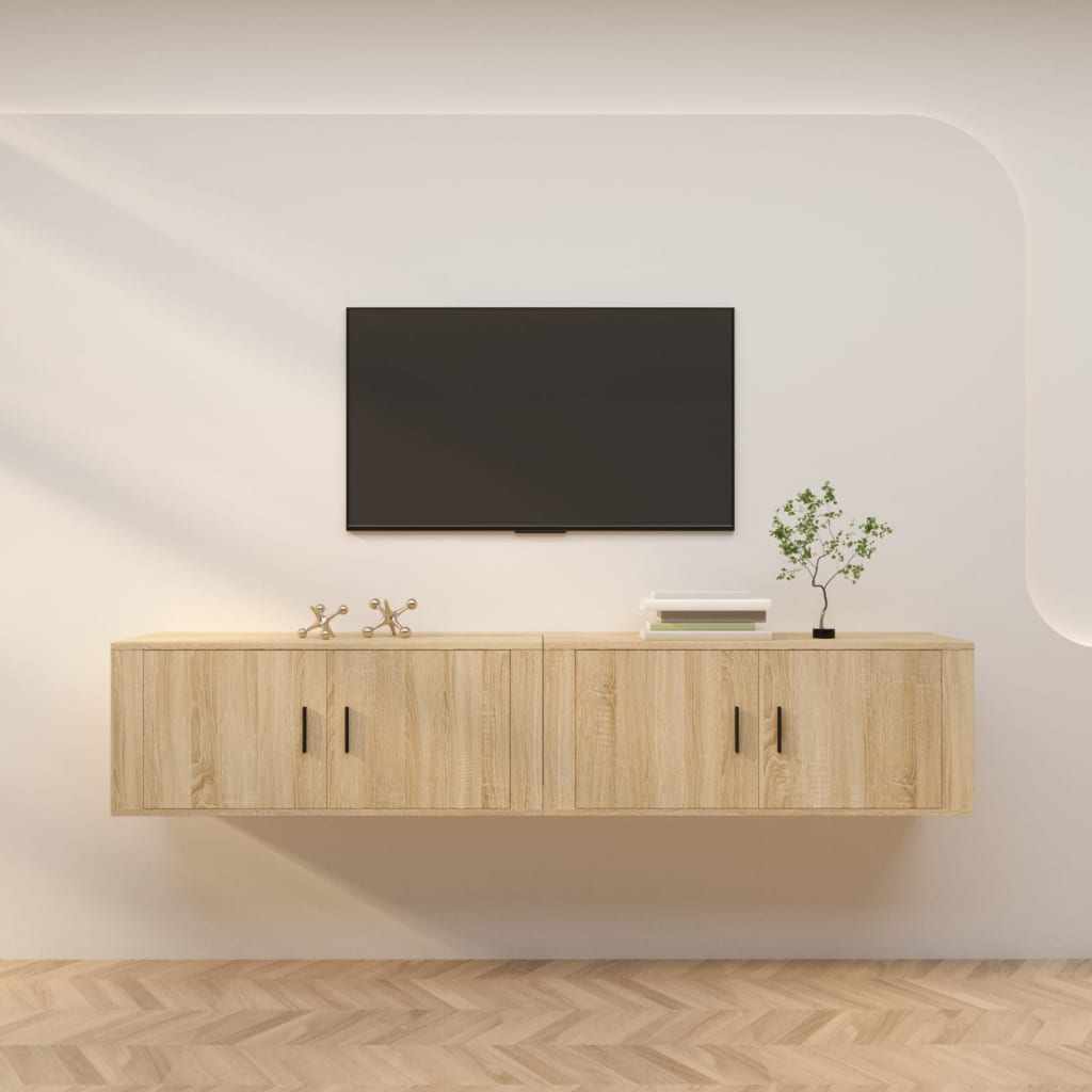 Wall-mounted TV Cabinets 2 Pieces Sonoma Oak 100x34.5x40 cm