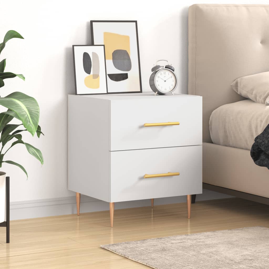 Bedside Table - ROGERS Sam Nightstand White 40cm