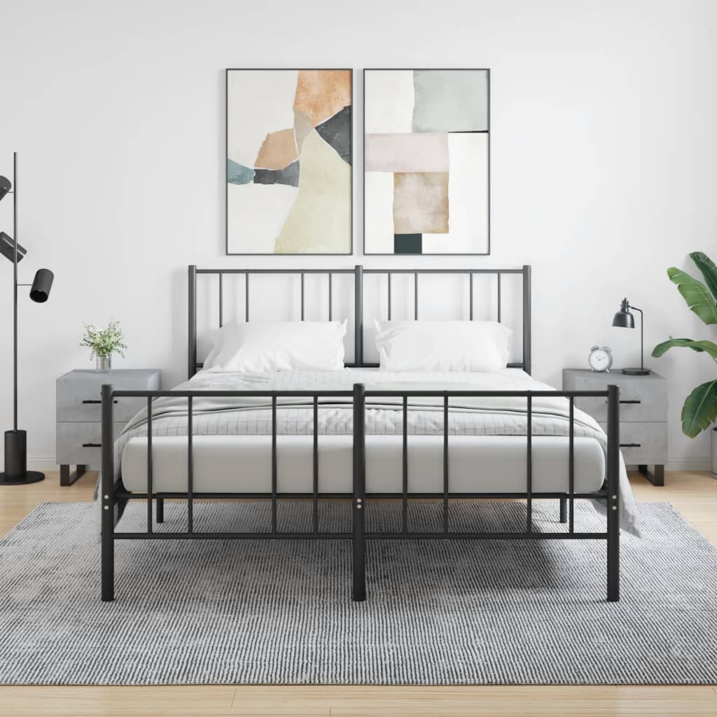 Bedside Table - ROGERS Nizwa 2 Piece Nightstand Concrete Grey 40cm